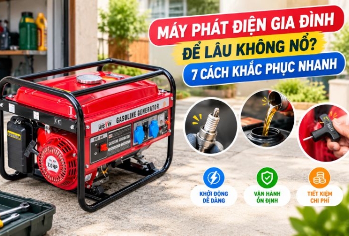 Máy phát điện gia đình để lâu không nổ? 7 cách khắc phục nhanh