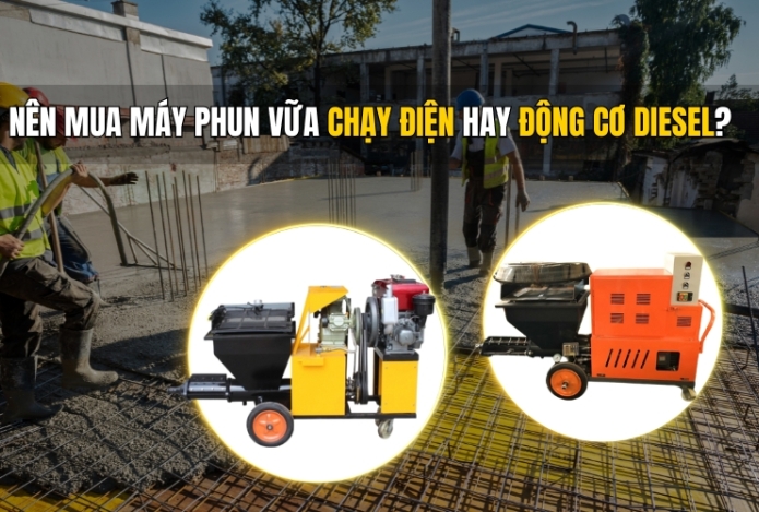 Hình ảnh Nên Mua Máy Phun Vữa Chạy Điện Hay Động Cơ Diesel