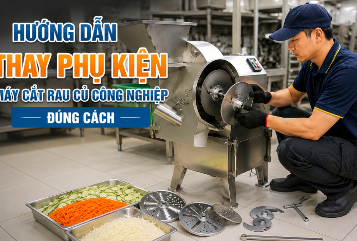 Hướng dẫn cách thay phụ kiện máy cắt rau củ công nghiệp đúng chuẩn