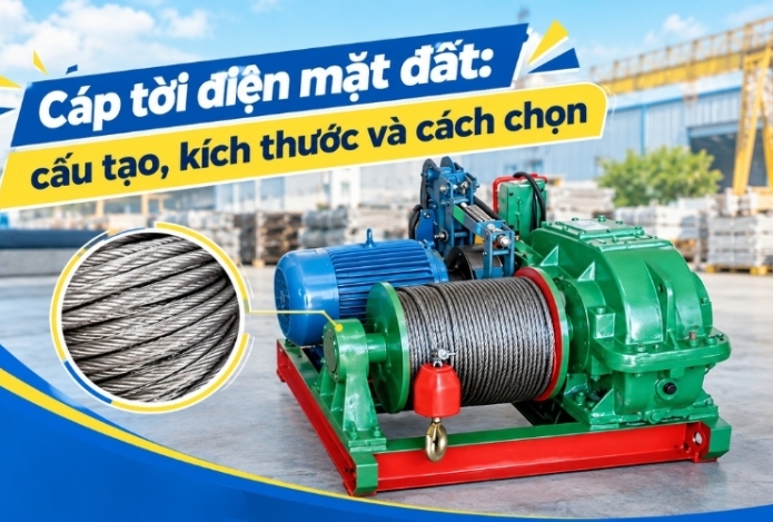 Cáp tời điện mặt đất: cấu tạo, kích thước và cách chọn