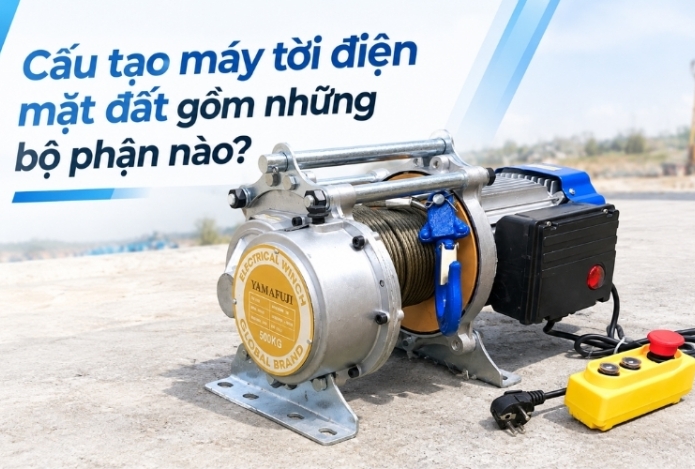 Hình ảnh Cấu tạo máy tời điện mặt đất gồm những bộ phận nào?