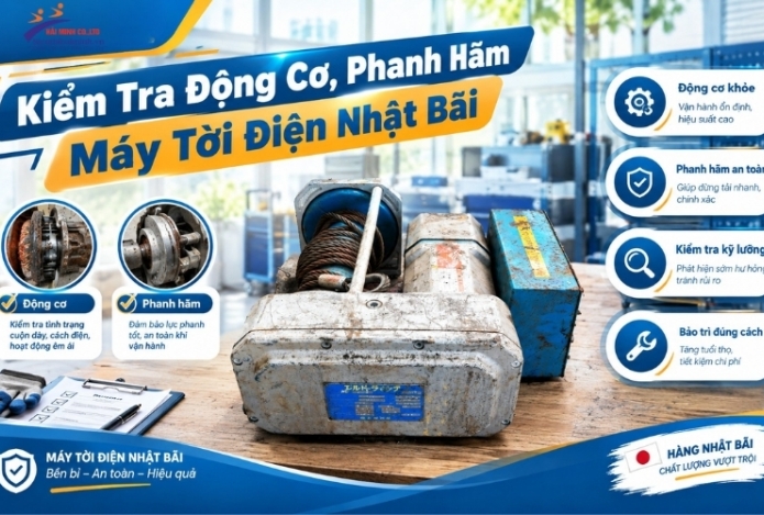 Kiểm Tra Động Cơ, Phanh Hãm Máy Tời Điện Nhật Bãi