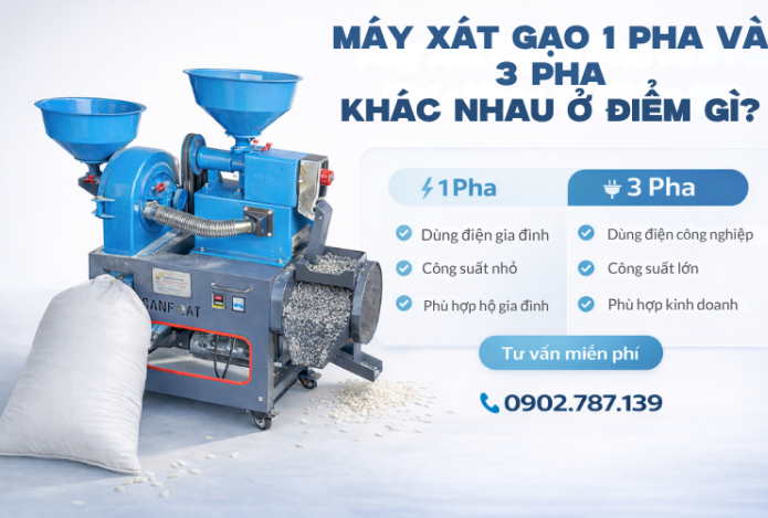 Máy Xát Gạo 1 Pha Và 3 Pha Khác Nhau Ở Điểm Gì?