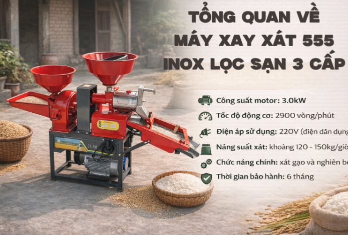 Review Máy Xay Xát Gạo 555 Inox Cho Gia Đình Nông Thôn