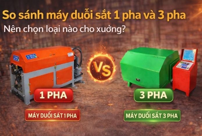 So sánh máy duỗi sắt 1 pha và 3 pha: Nên chọn loại nào cho xưởng?