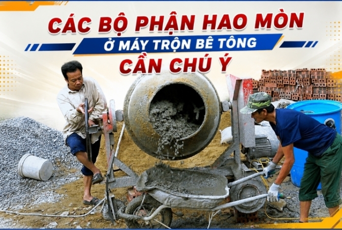 Các bộ phận hao mòn ở máy trộn bê tông cần chú ý