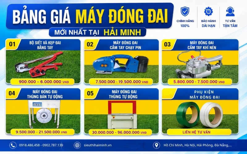 Bảng giá máy đóng đai mới nhất tại Hải Minh