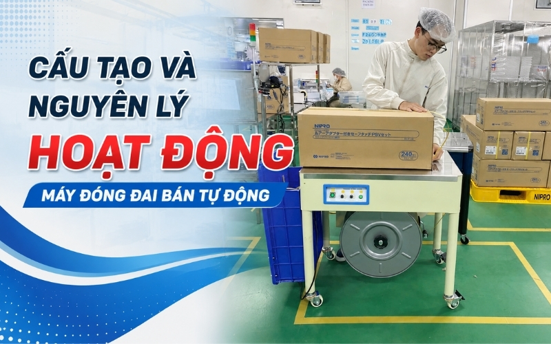 Cấu tạo và nguyên lý hoạt động máy đóng đai bán tự động