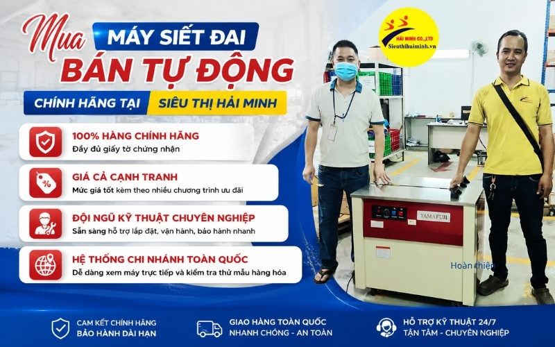 Mua máy siết đai bán tự động chính hãng tại Siêu thị Hải Minh