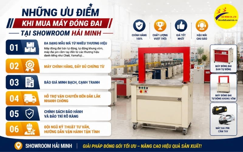 Những ưu điểm khi mua máy đóng đai tại showroom Hải Minh