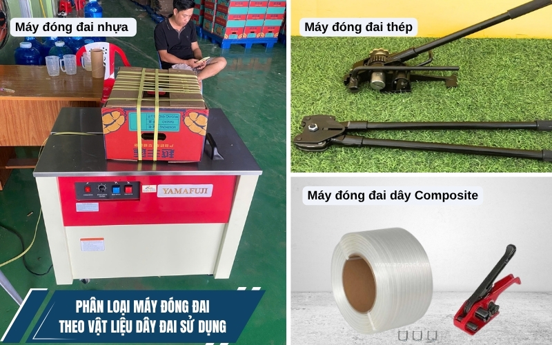 Phân loại máy đóng đai theo vật liệu dây đai sử dụng