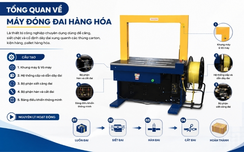Tổng quan về máy đóng đai hàng hóa