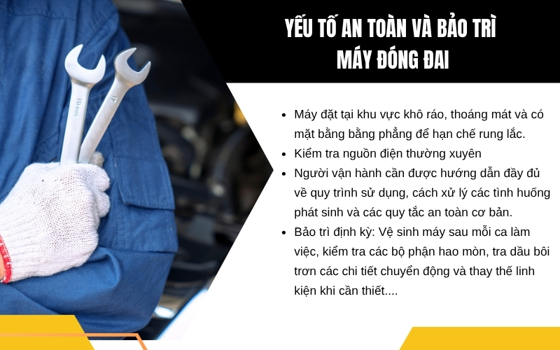 Yếu tố an toàn và bảo trì máy đóng đai