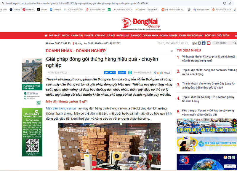baodongnai.com.vn | Giải pháp đóng gói thùng hàng hiệu quả