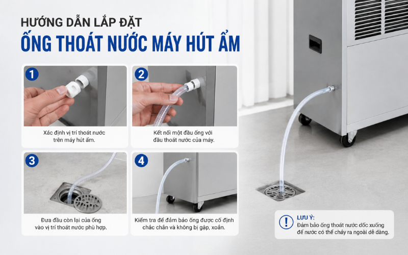 Hướng dẫn lắp đặt ống thoát nước máy hút ẩm