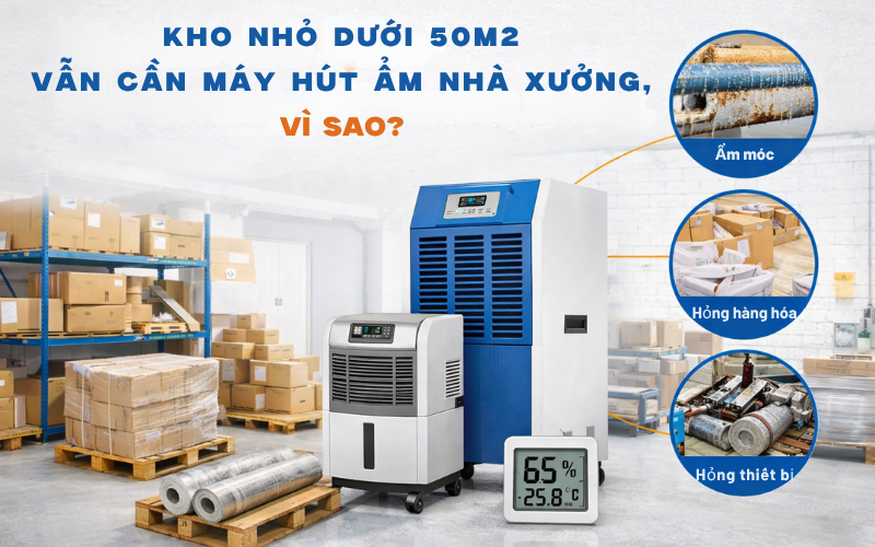 Kho nhỏ dưới 50m2 vẫn cần máy hút ẩm nhà xưởng, vì sao