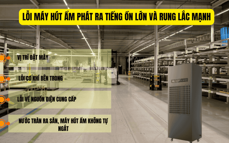 Lỗi máy hút ẩm phát ra tiếng ồn lớn và rung lắc mạnh