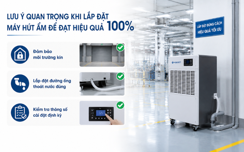 Lưu ý quan trọng khi lắp đặt máy hút ẩm để đạt hiệu quả 100%