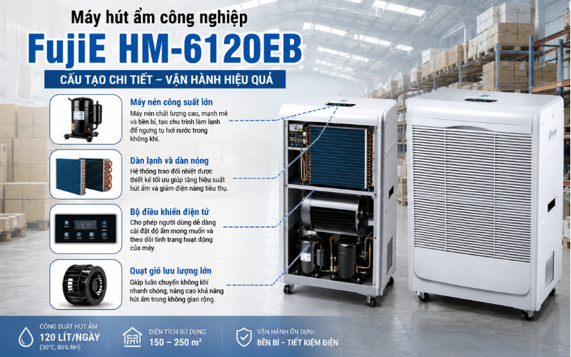 Cấu tạo của máy hút ẩm FujiE HM-6120EB