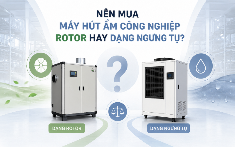 Nên mua máy hút ẩm công nghiệp rotor hay dạng ngưng tụ?