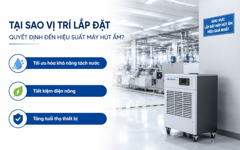 Tại sao vị trí lắp đặt quyết định đến hiệu suất máy hút ẩm