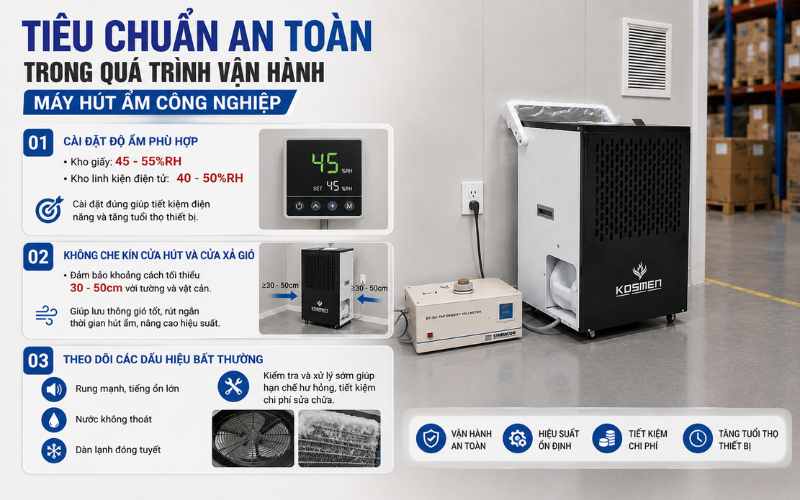 Tiêu chuẩn an toàn trong quá trình vận hành máy hút ẩm công nghiệp