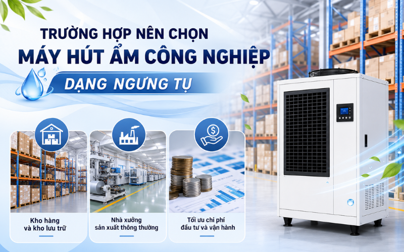 Trường hợp nên chọn máy hút ẩm công nghiệp dạng ngưng tụ