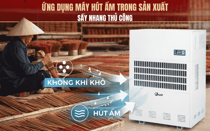 Ứng dụng máy hút ẩm trong sản xuất và sấy nhang thủ công