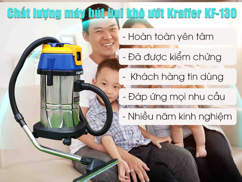 CHất lượng Máy hút bụi công nghiệp KRAFFER KF-130 (inox)