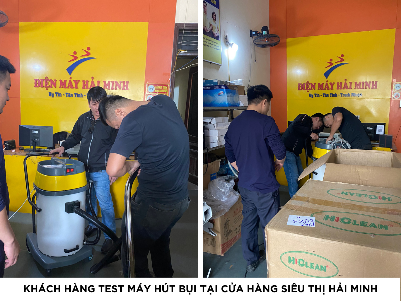 KHÁCH HÀNG TEST MÁY HÚT BỤI HC-70A TẠI CỬA HÀNG SIÊU THỊ HẢI MINH