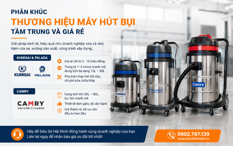 Phân khúc thương hiệu máy hút bụi tầm trung và giá rẻ