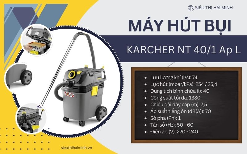 Thông số kỹ thuật hút bụi công nghiệp KARCHER NT 401 Ap L