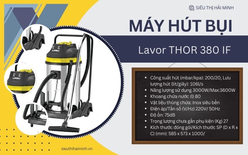Thông tin về Máy hút bụi Lavor THOR 380 IF hút khô và hút nước