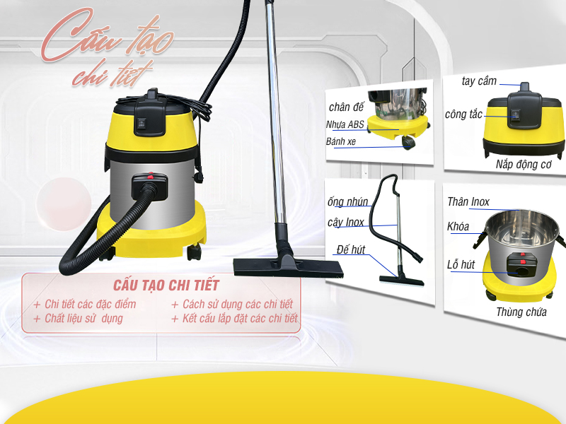 cấu tạo chi tiết máy hút bụi HC-15A