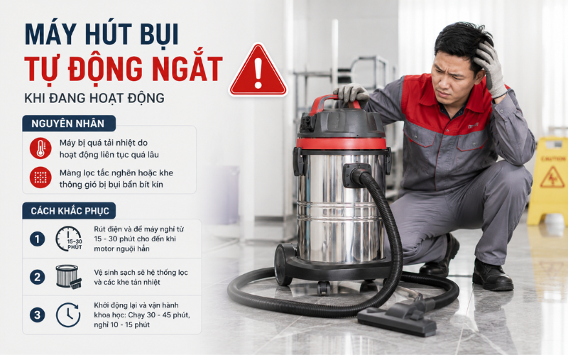 Máy hút bụi tự động ngắt khi đang hoạt động