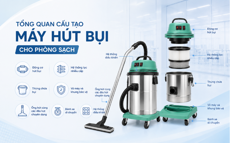  Tổng quan cấu tạo máy hút bụi cho phòng sạch