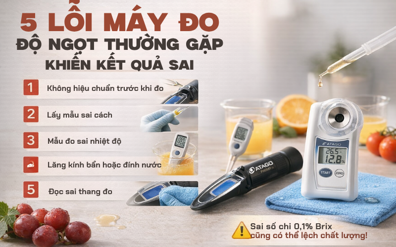 5 Lỗi máy đo độ ngọt thường gặp khiến kết quả sai