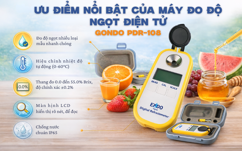 Ưu điểm nổi bật của máy đo độ ngọt điện tử Gondo PDR-108