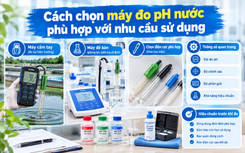 Cách chọn máy đo pH nước phù hợp với nhu cầu sử dụng
