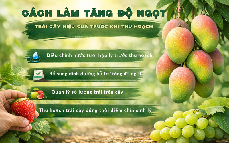 Cách làm tăng độ ngọt trái cây hiệu quả trước khi thu hoạch
