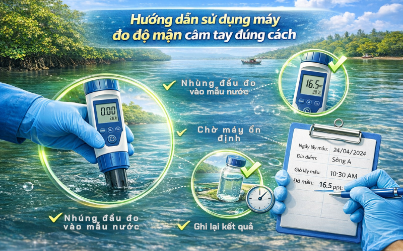 Hướng dẫn sử dụng máy đo độ mặn cầm tay đúng cách