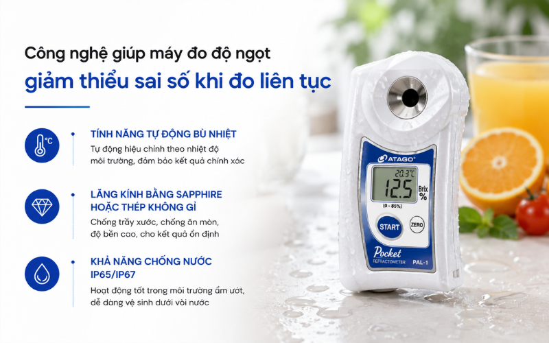 Công nghệ giúp máy đo độ ngọt giảm thiểu sai số khi đo liên tục