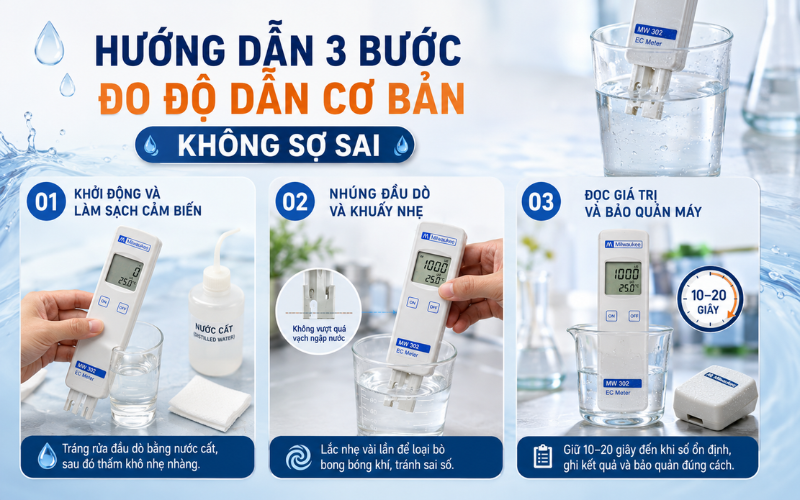 Hướng dẫn 3 bước đo độ dẫn cơ bản không sợ sai