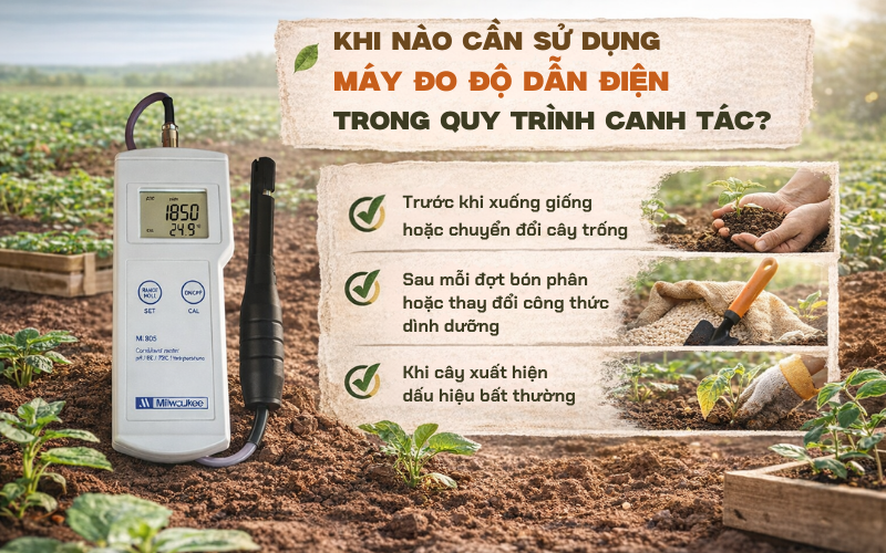 Khi nào cần sử dụng máy đo độ dẫn điện trong quy trình canh tác