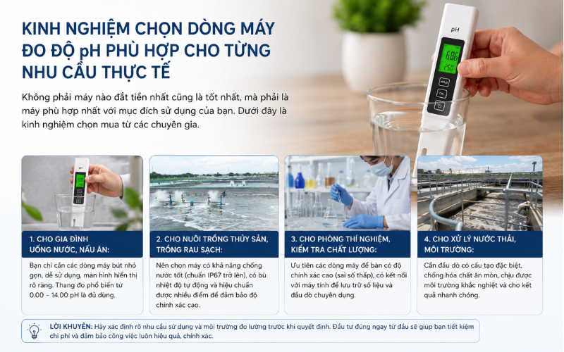 Kinh nghiệm chọn dòng máy đo độ ph phù hợp cho từng nhu cầu thực tế