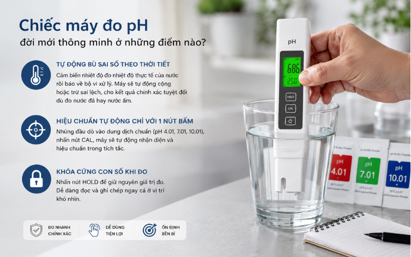 Chiếc máy đo pH đời mới thông minh ở những điểm nào