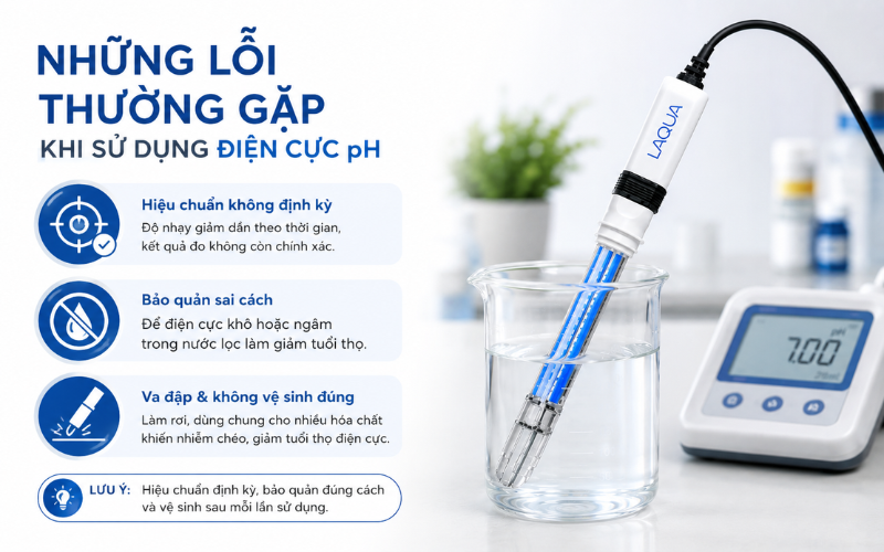 Những lỗi thường gặp khi sử dụng điện cực ph