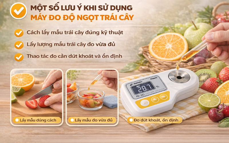 Một số lưu ý khi sử dụng máy đo độ ngọt trái cây