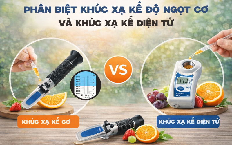 Phân biệt khúc xạ kế độ ngọt cơ và khúc xạ kế điện tử