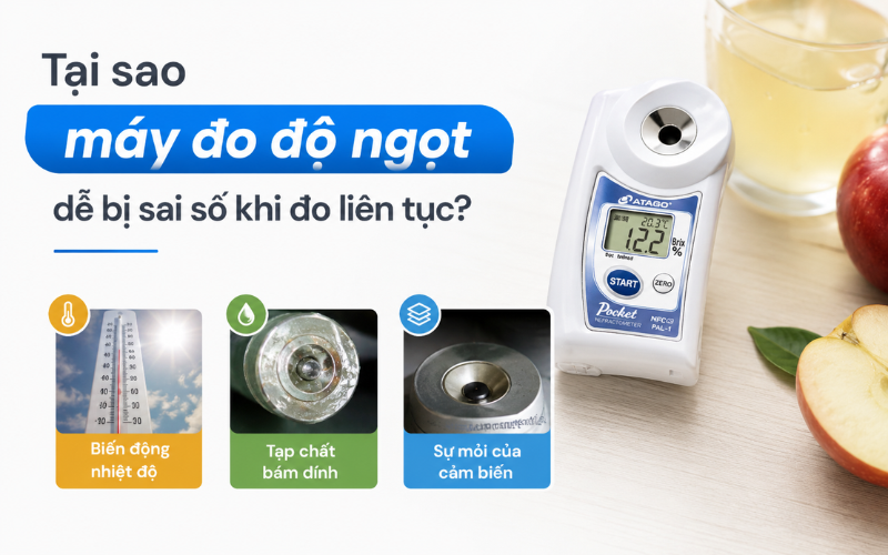 Tại sao máy đo độ ngọt dễ bị sai số khi đo liên tục